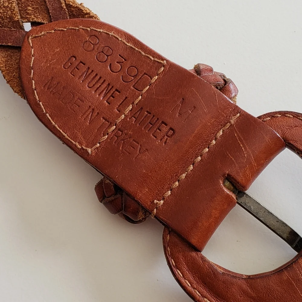 Brown Braided Leather Women's Belt